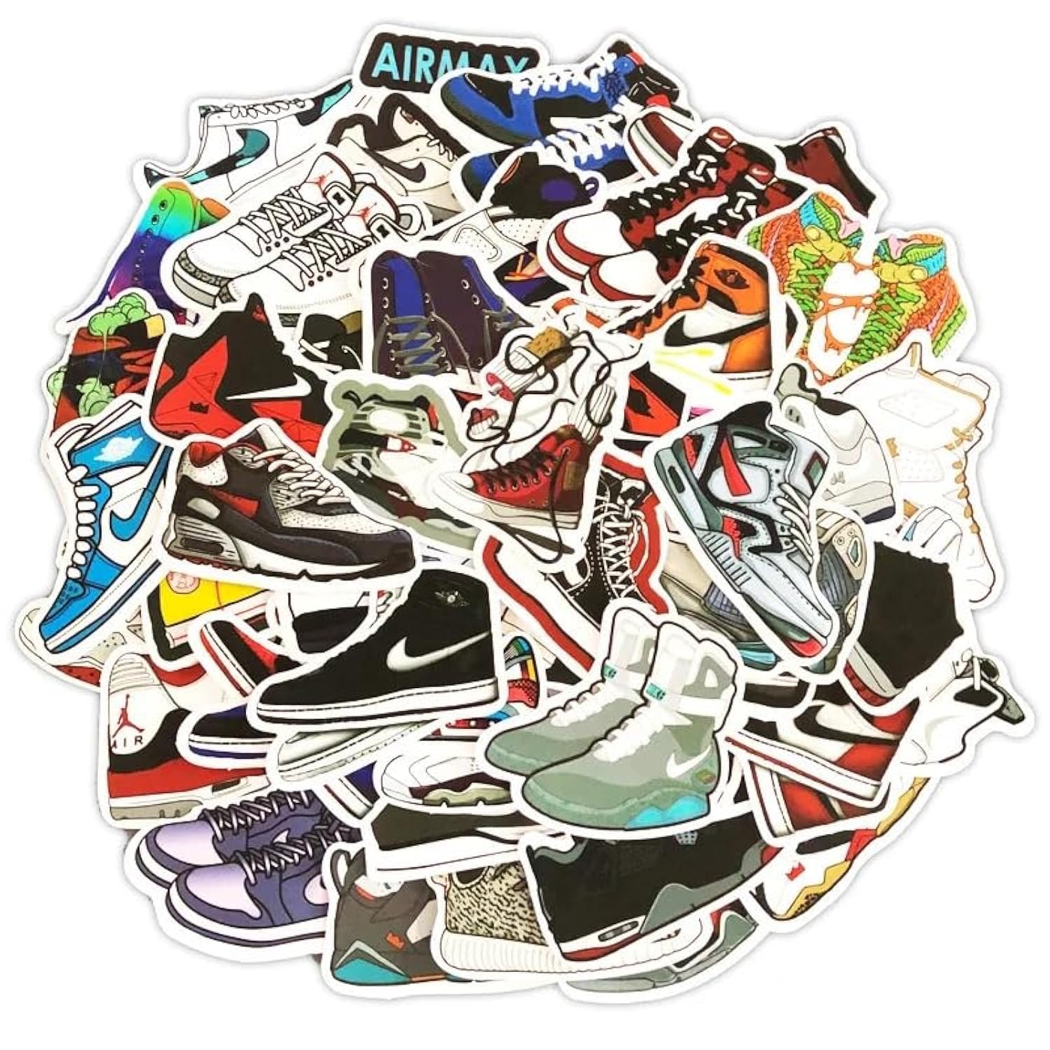 50 pcs Basketball Shoe Stickers for Skateboards, laptops, Water Bottles, hydroflask, Bikes, Luggage.