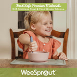 WeeSprout Toddler Utensils, 3 Forks & 3 Spoons, 18/8 Stainless Steel & Food Grade Silicone, Thick Easy-Grip Handles, Perfect Length For New Self Feeders, Gentle On Gums & Teeth, Dishwasher Safe