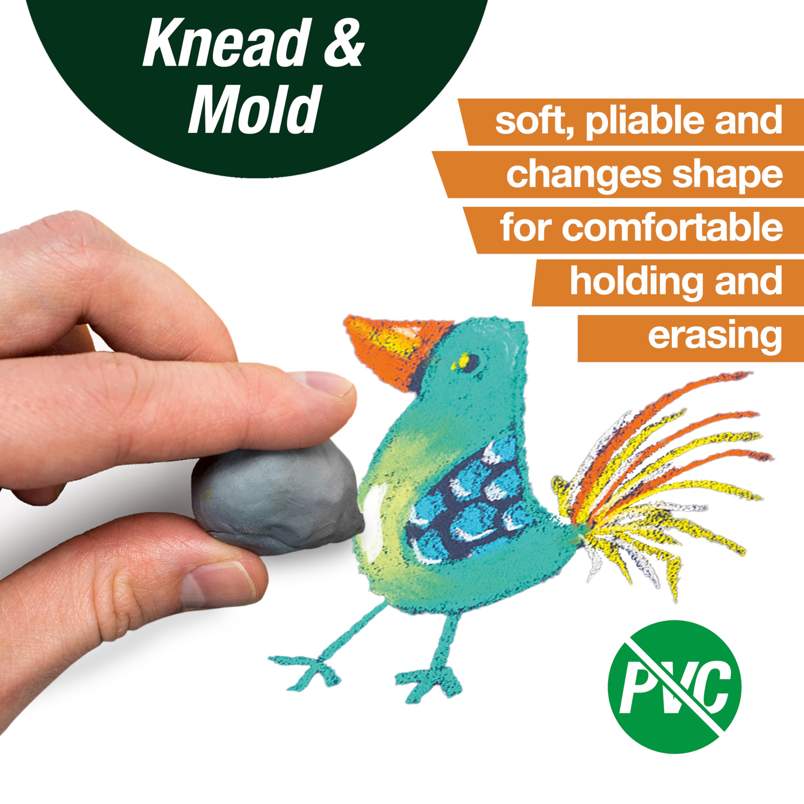 Faber-Castell Erasers - Drawing Art kneaded Erasers, Large Size Grey - 4 Pack