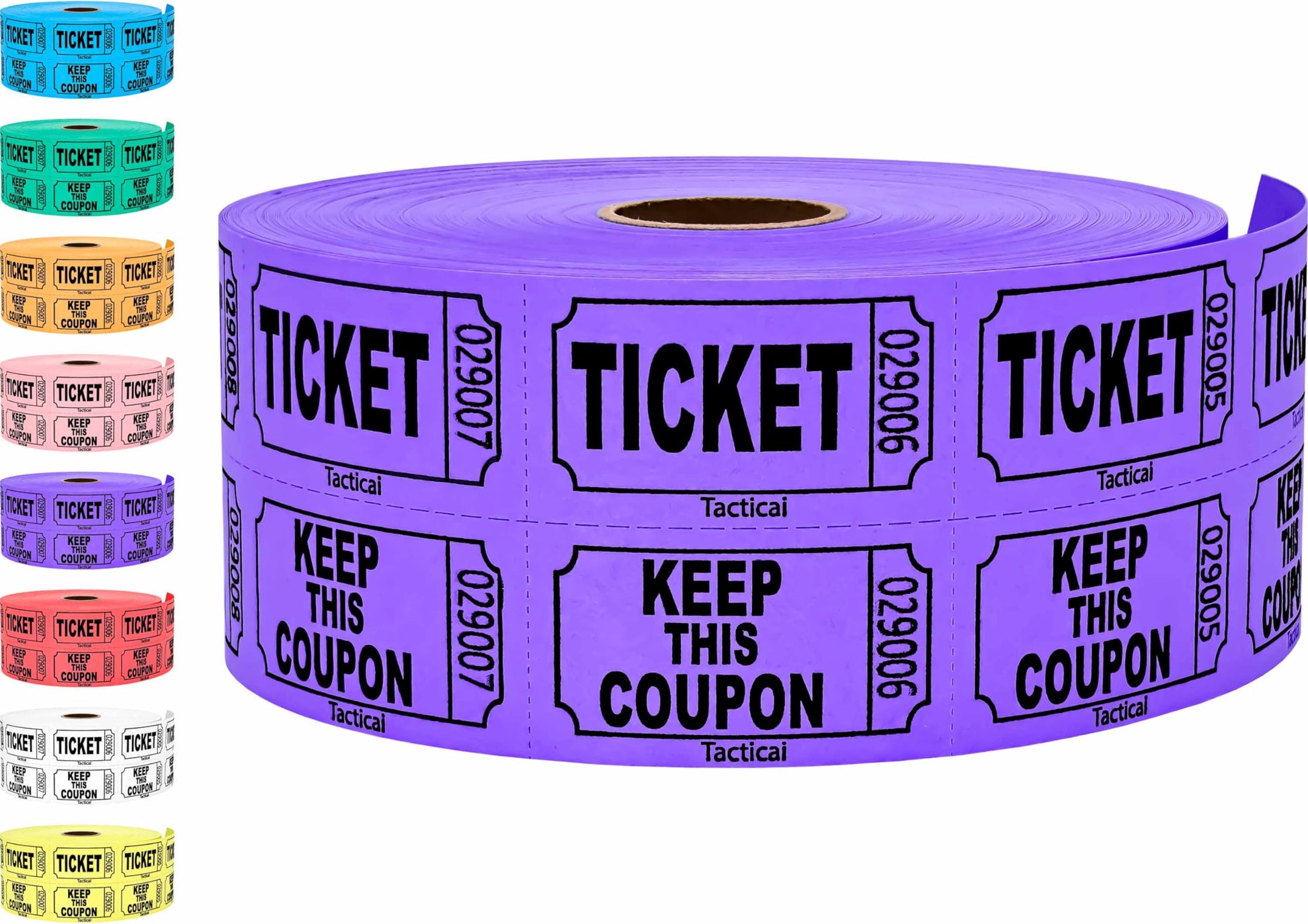 1000 Tacticai Raffle Tickets, Blue (8 Color Selection), Double Roll, Ticket for Events, Entry, Class Reward, Fundraiser & Prizes