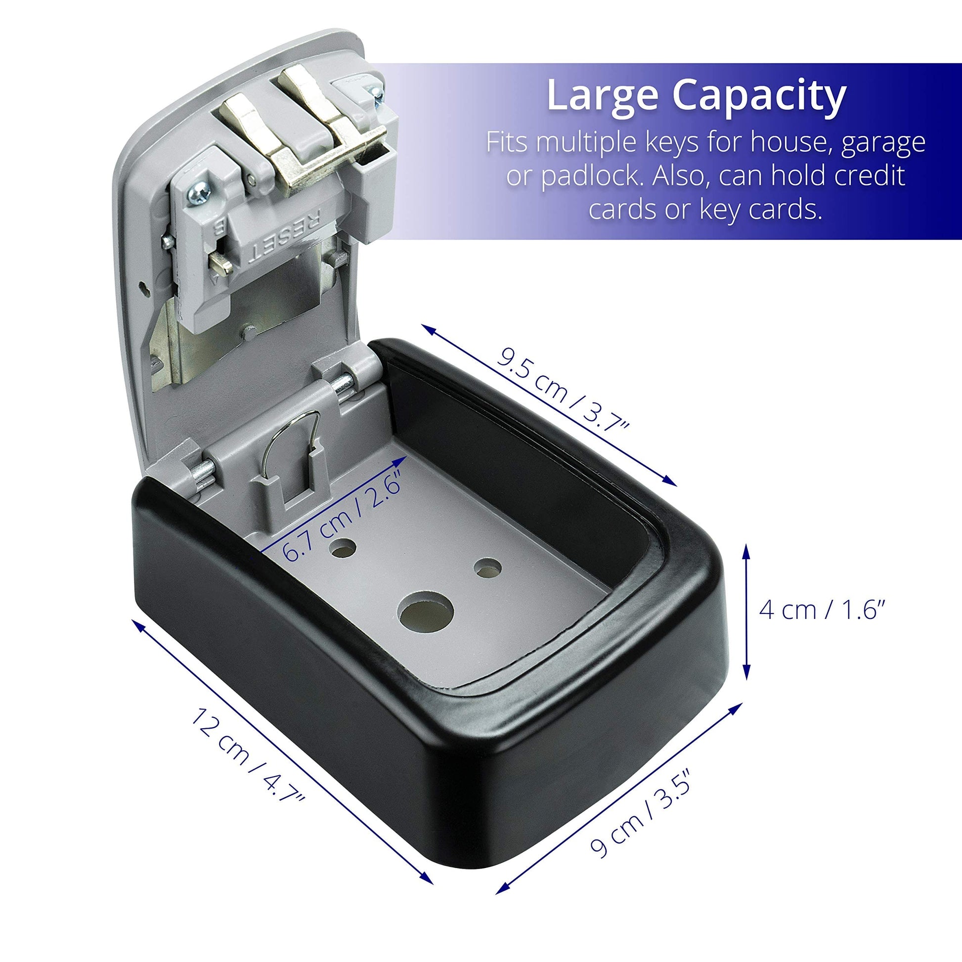 Key Lock Box with Code for Outside - Wall Mount Lockbox for Keys Outdoor - Combination Lock Box to Hide a Key Outside - Key Cabinets
