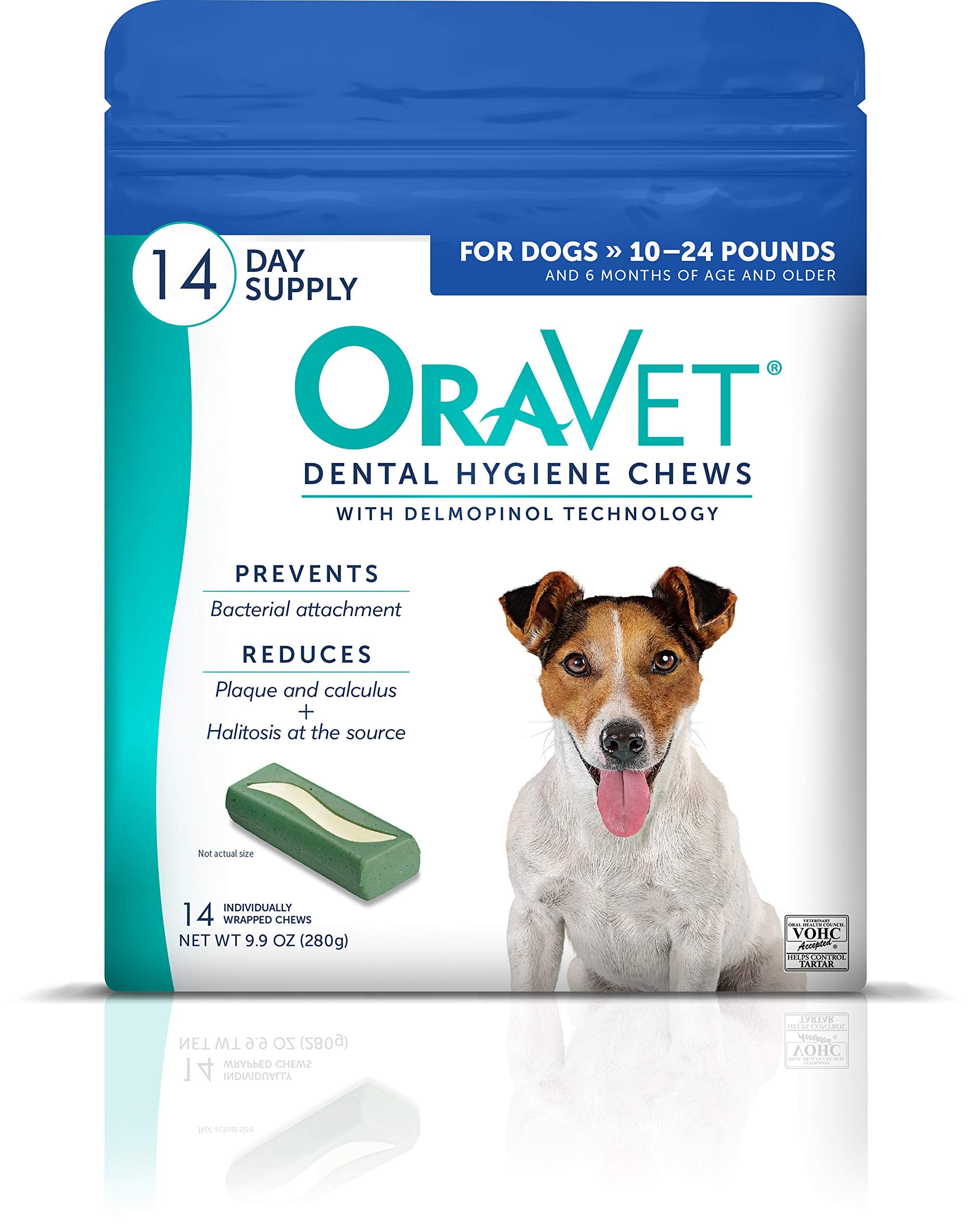 ORAVET Dental Chews for Dogs, Oral Care and Hygiene Chews (Small Dogs, 10-24 lbs.) Blue Pouch, 30 Count