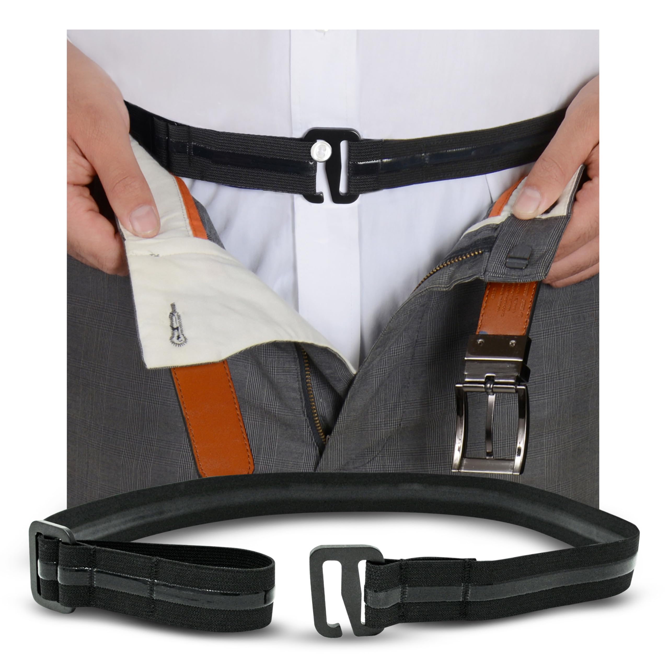 Shirt Stay Plus Tuck-It Belt Style Shirt Stay for Men Police from (Made in USA -Standard Size, Select Series) Shirt Tucker Holder for Law Enforcement