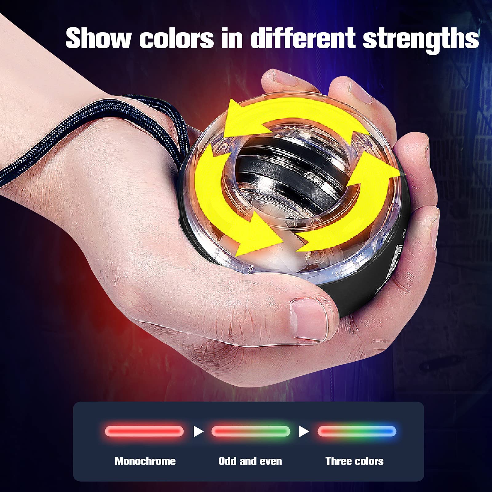 JIN BD Wrist Trainer/Strengthener Gyro Ball Auto-Start Gyroscopic Forearm Exerciser for Strengthen Arms, Fingers, Wrist Bones and Muscles （Black Without Light）