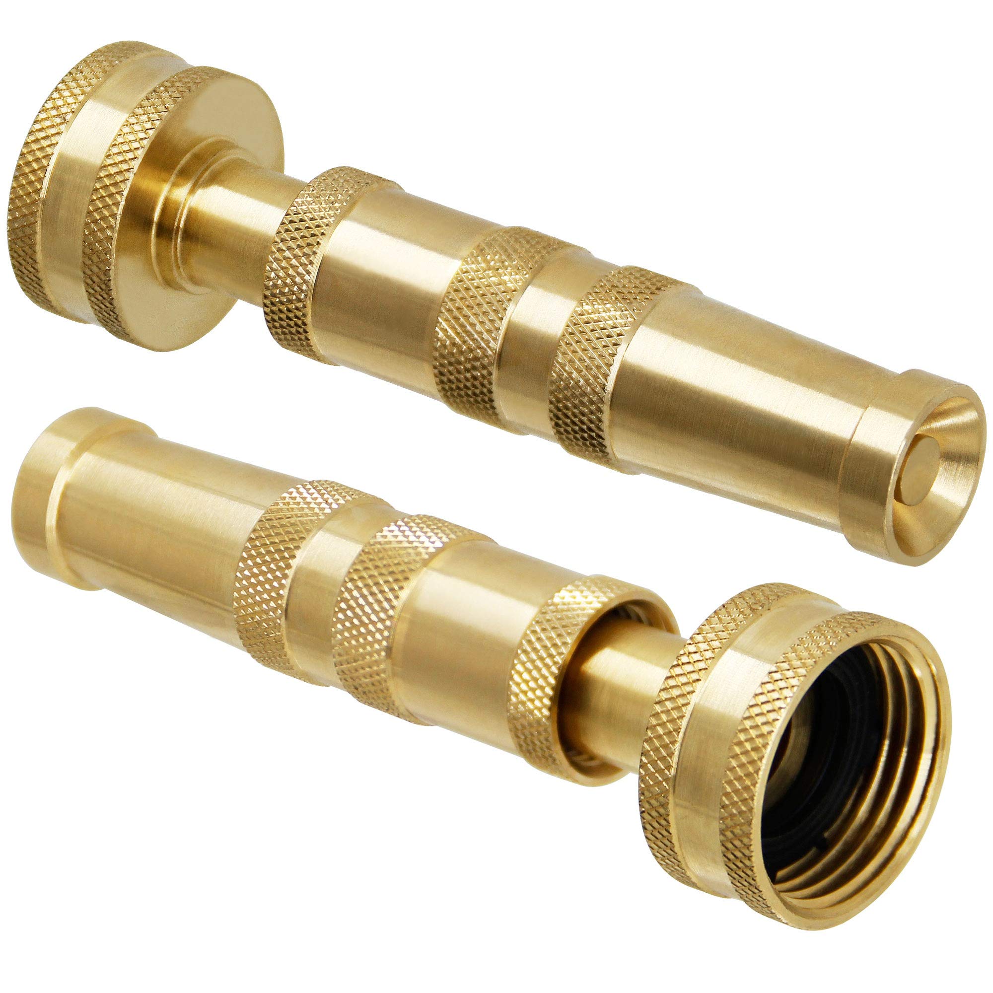 Triumpeek Solid Brass Hose Nozzle, 2 Pack 4" Heavy Duty Brass Garden Hose Nozzle with 10 Rubber Washers