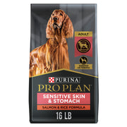 Purina Pro Plan Sensitive Skin and Stomach Dog Food Dry, Adult Salmon & Rice Formula, Digestive Health - 16 lb. Bag