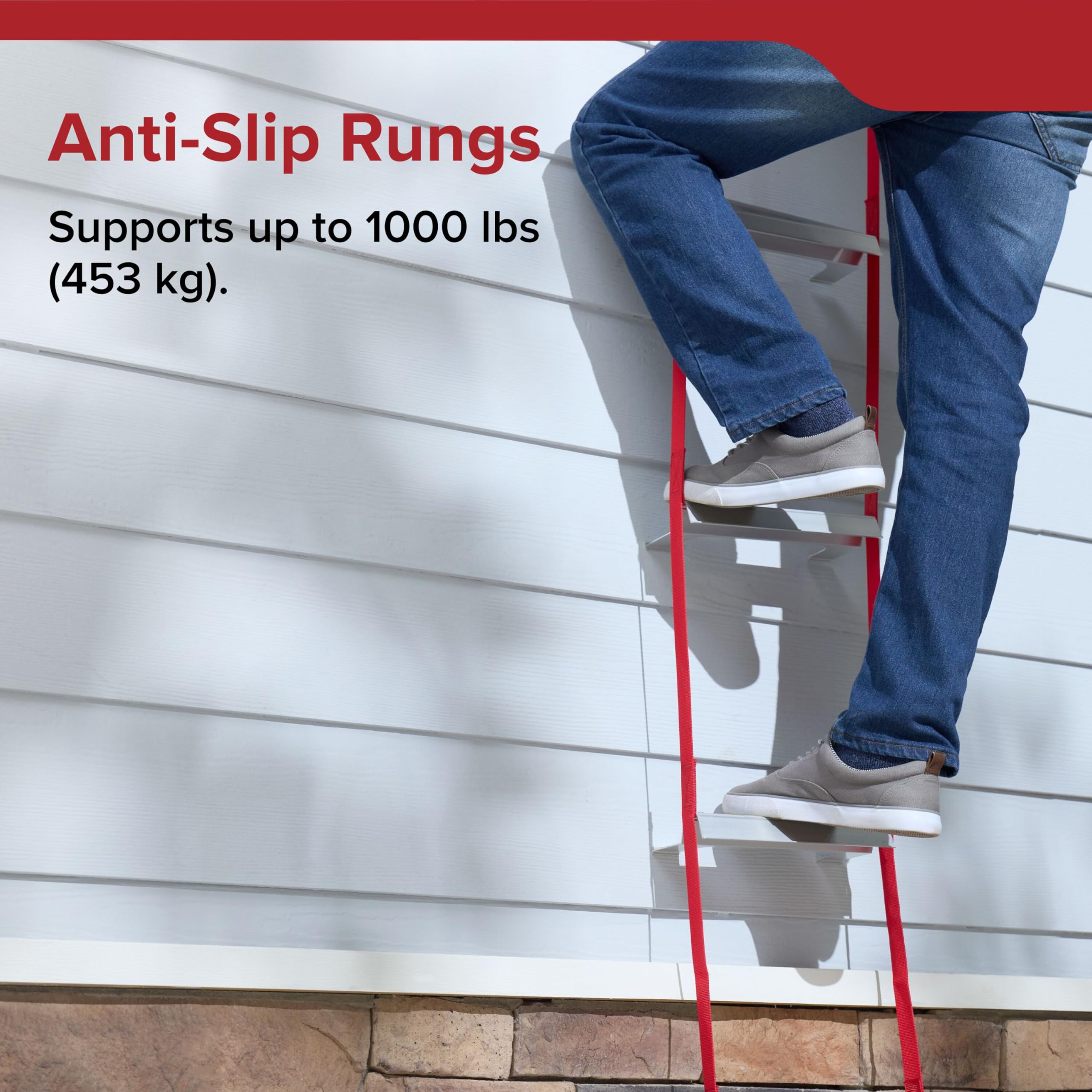 Kidde Fire Escape Ladder, 2-Story Rope Ladder, Extends to 13-Feet, Anti-Slip Rungs