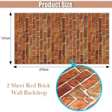 Chuangdi 4.5 x 9 Feet Brick Stone Wall Backdrop Stone Wall Scene Setter Brick Sheet Wallpaper Curtains Door Removable Brick Tablecloth Photo for Winter Halloween (Retro Red, Brick)