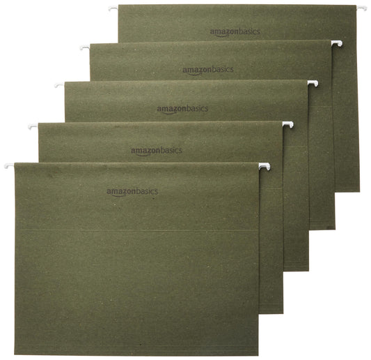 Amazon Basics Hanging Organizer File Folder, Letter Size, Green - Pack of 25