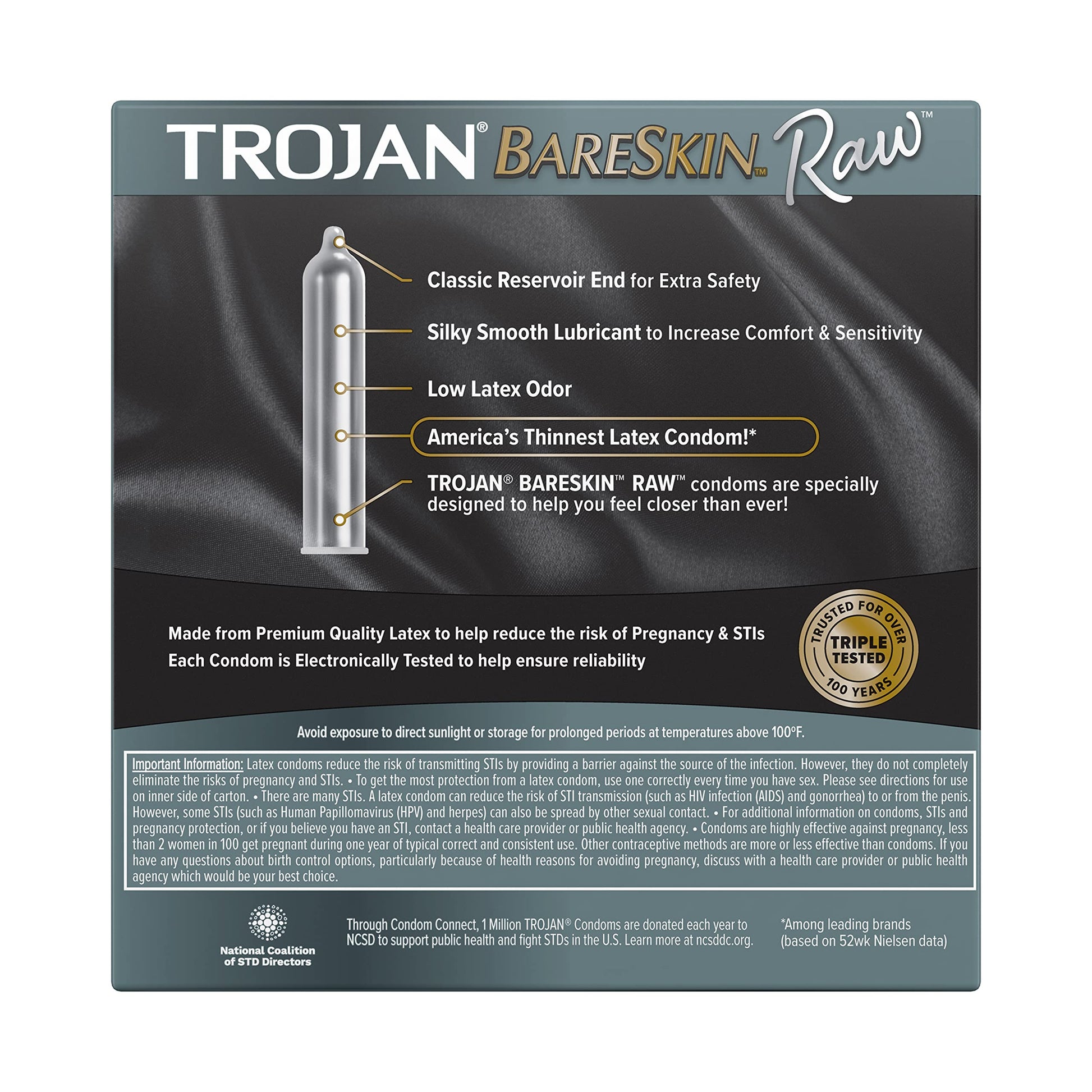 TROJAN BareSkin Raw Ultra Thin Condoms, Lubricated Thin Condoms for Men, America's #1 Condom Brand, 24 Count Pack
