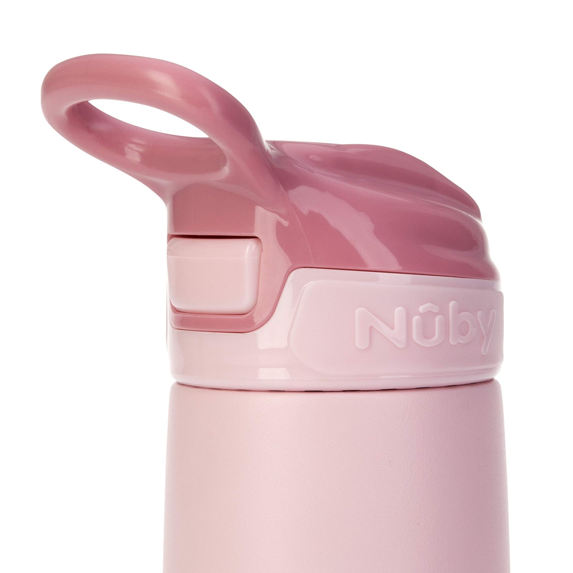 Nuby Thirsty Kids No Spill Flip-It Reflex Stainless Steel Travel Cup or Water Bottle - 10 Oz - 18+ Months - Pink - Back to School Essentials