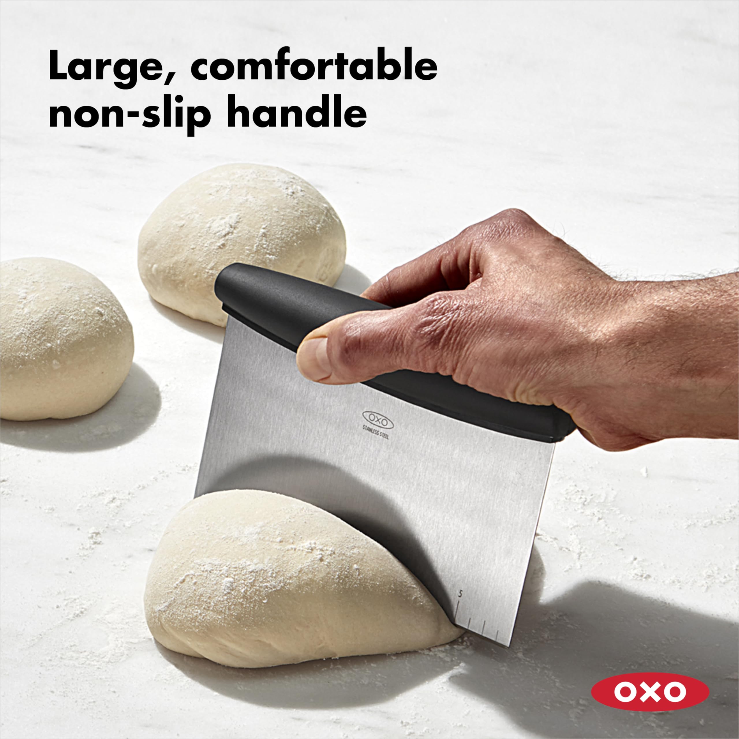 OXO Good Grips Stainless Steel Bench Scraper & Chopper, Dough Cutter for Baking