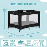 Dream On Me Nest Portable Playard in Black with Carrybag an Shoulder Strap, Lightweight, Packable and Easy Setup Baby Playard, Breathable Mesh Sides and Soft Fabric - Comes with a Removable Padded Mat