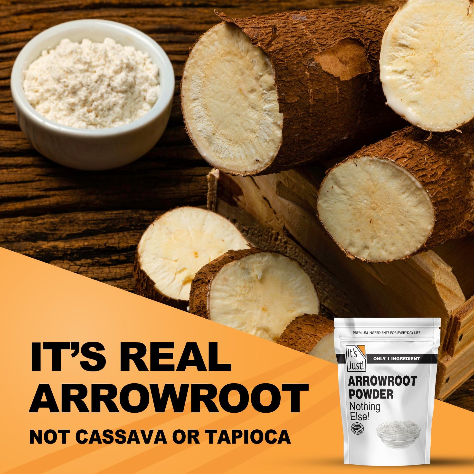 It's Just - Arrowroot Powder, 8oz, Natural Thickener, Gluten-Free, Dairy-Free, Non-GMO, Cornstarch Substitute