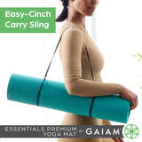 Gaiam Essentials Premium Yoga Mat with Carrier Sling, Black, 72 InchL x 24 InchW x 1/4 Inch Thick