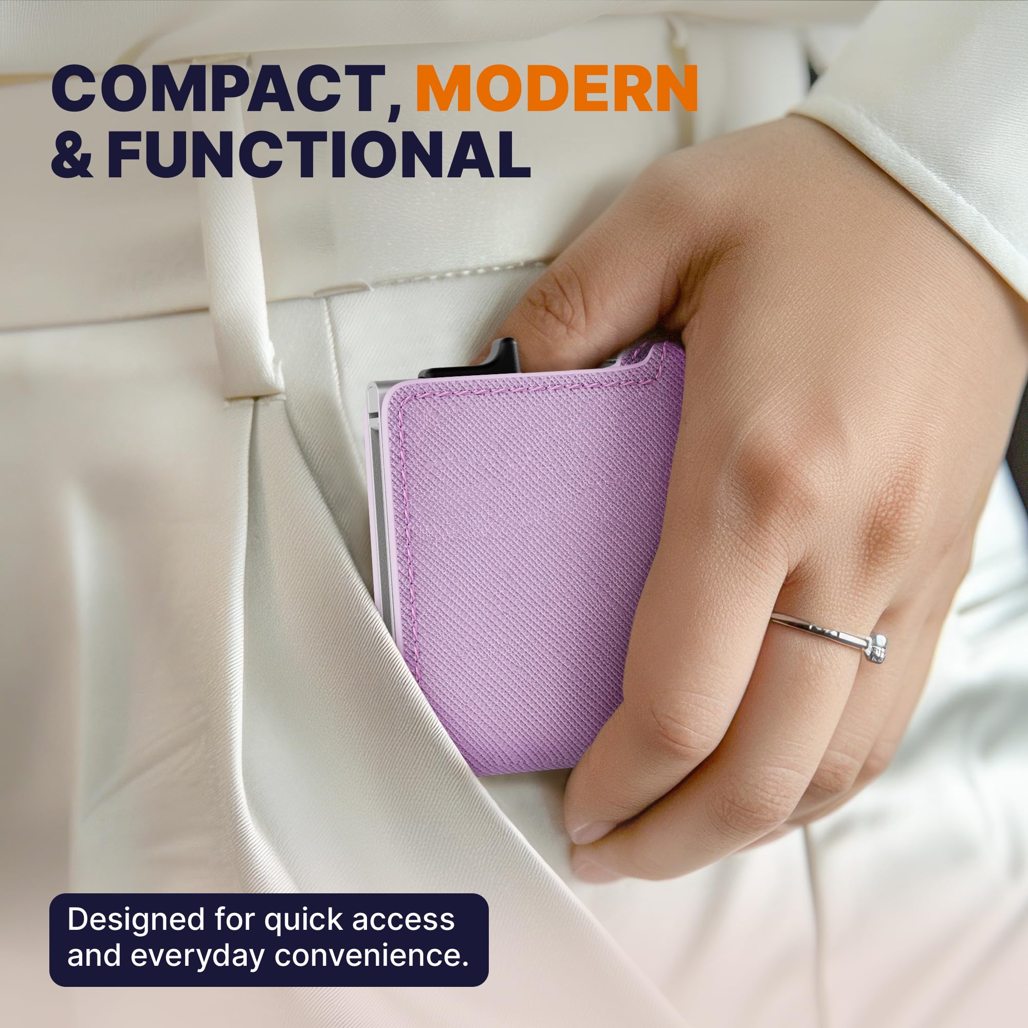 Conceal Plus Small RFID Wallet Women, Slim Compact Travel RFID Blocking Credit Card Holder Womens Wallet, Smart Pop Up RFID Minimalist Card Case, Capacity 6-10 Cards Plus Cash & ID