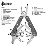 Gerber Gear Truss 17-in-1 EDC Needle Nose Pliers Multi tool - includes Pocket Knife, Screwdriver, and Bottle Opener Accessories - Gifts for Men, Fishing and Camping Gear - Gray with Molle Sheath