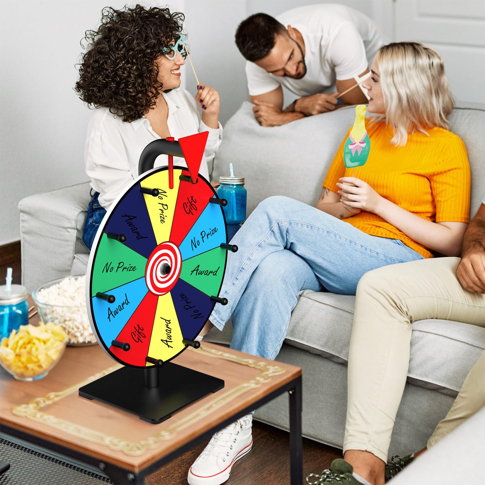 Prize Wheel, 12 Inch Spinning Wheel for Prizes, 10 Slots Color Prize Wheel Spinner with Stand, Table Spinning Wheel, Spin Wheel for Trade Shows, Carnivals, Spin The Wheel Game for Home Game