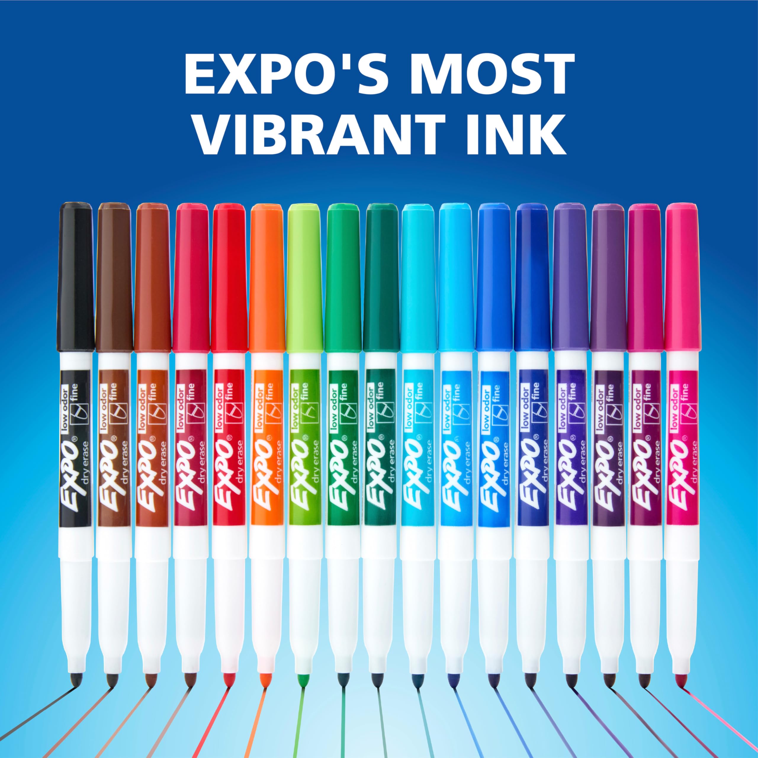 EXPO Dry Erase Markers, Low Odor Ink, Black, Fine Tip, 4 Count - Easily Erases, Vibrant Ink, Ideal for Classroom, Back to School Supplies, Teachers, Office, Whiteboard & Home