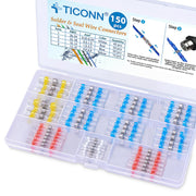 TICONN 150 PCS Solder Seal Wire Connectors, Heat Shrink Butt Connectors, Waterproof and Insulated Electrical Wire Terminals, Butt Splice (150PCS)