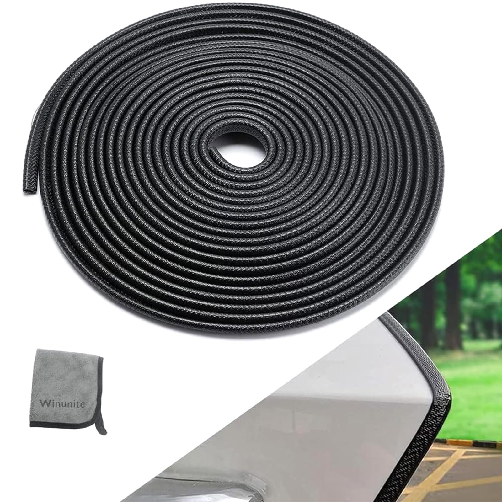 Winunite 32.8ft (10m) Car Door Edge Guards Black - Rubber, No Glue, U-Shaped, Built-in Metal Clips, Fits Most Vehicles, Fade-Resistant, Scratch- and Chip-Resistant - Reduces Dings in Parking Lots