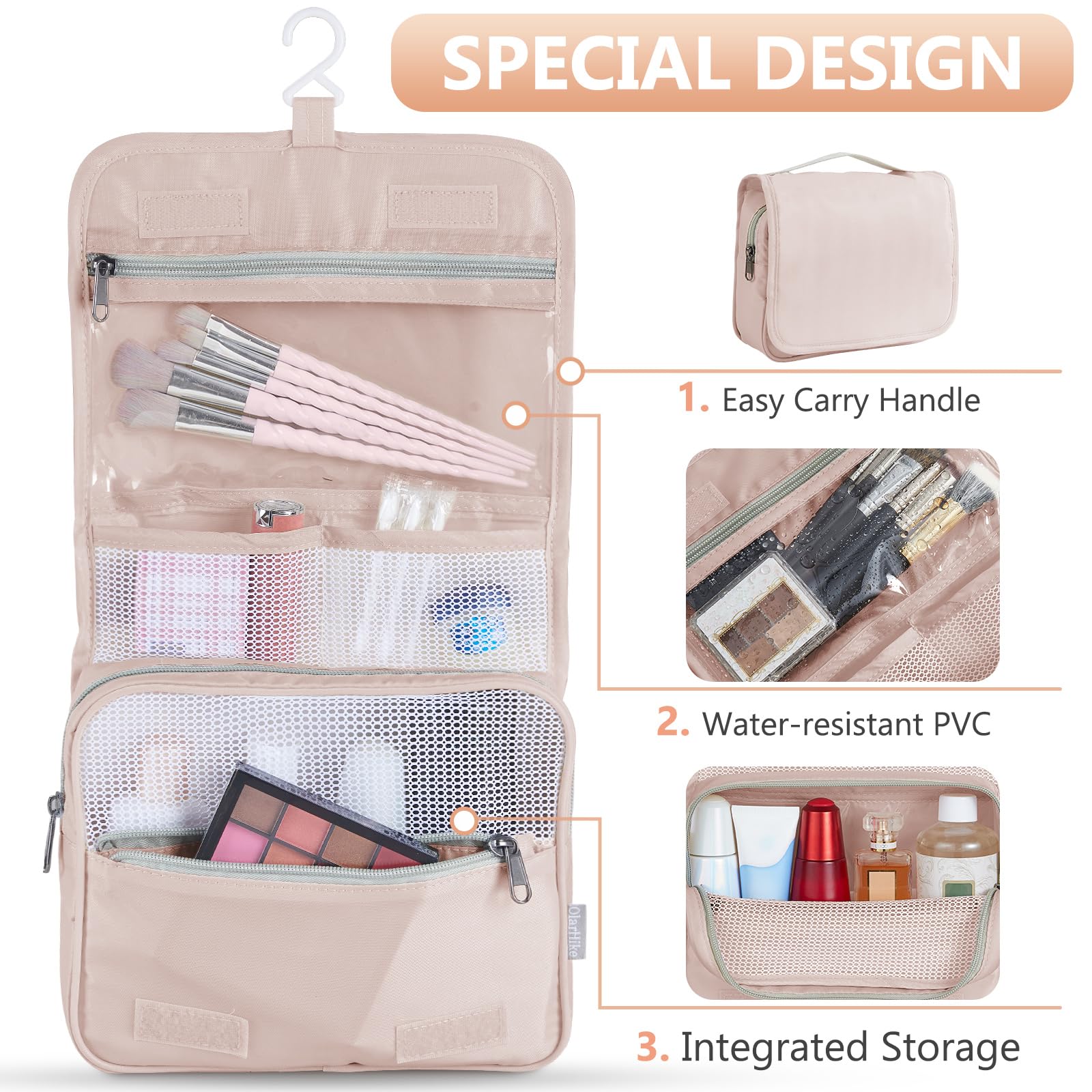 10 Set/8 Set Packing Cubes for Travel, Gifts for Women Mom,Anti-Tearing Suitcase Organizer for Luggage with Shoe & Hanging Toiletry Bag,OlarHike Vacation Essentials & Accessories for Cruise Ship,Cream