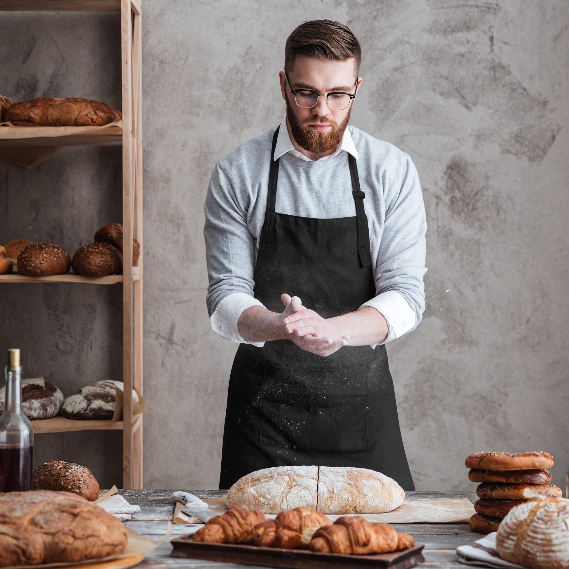 Utopia Kitchen 2 Pack Bib Apron, Adjustable with 2 Pockets, Water and Oil Resistant, Cooking Kitchen Chef Apron for Women Men