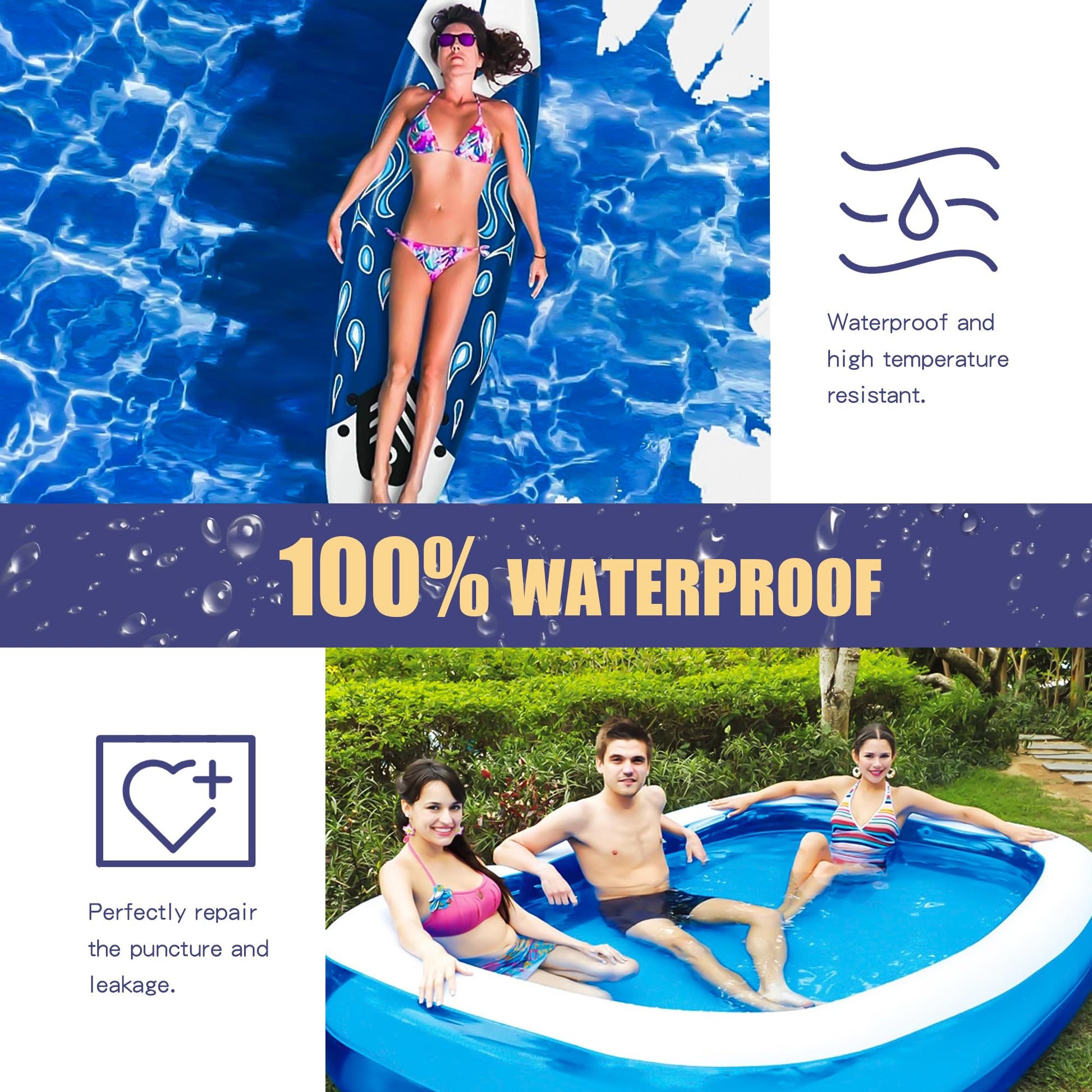 Breliter Inflatable Patch Repair Kit - Waterproof TPU Pool Repair Tape, Heavy Duty Repair Patch for Air Mattress, Bounce House, Inflatable Toys, Tent, Swimming Ring - 10 Packs of 2.5in x 2.5in, Square