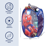 "Idea Nuova Marvel Spiderman Pop Up Hamper with Durable Carry Handles, 21"" H x 13.5"" W X 13.5"" L", red