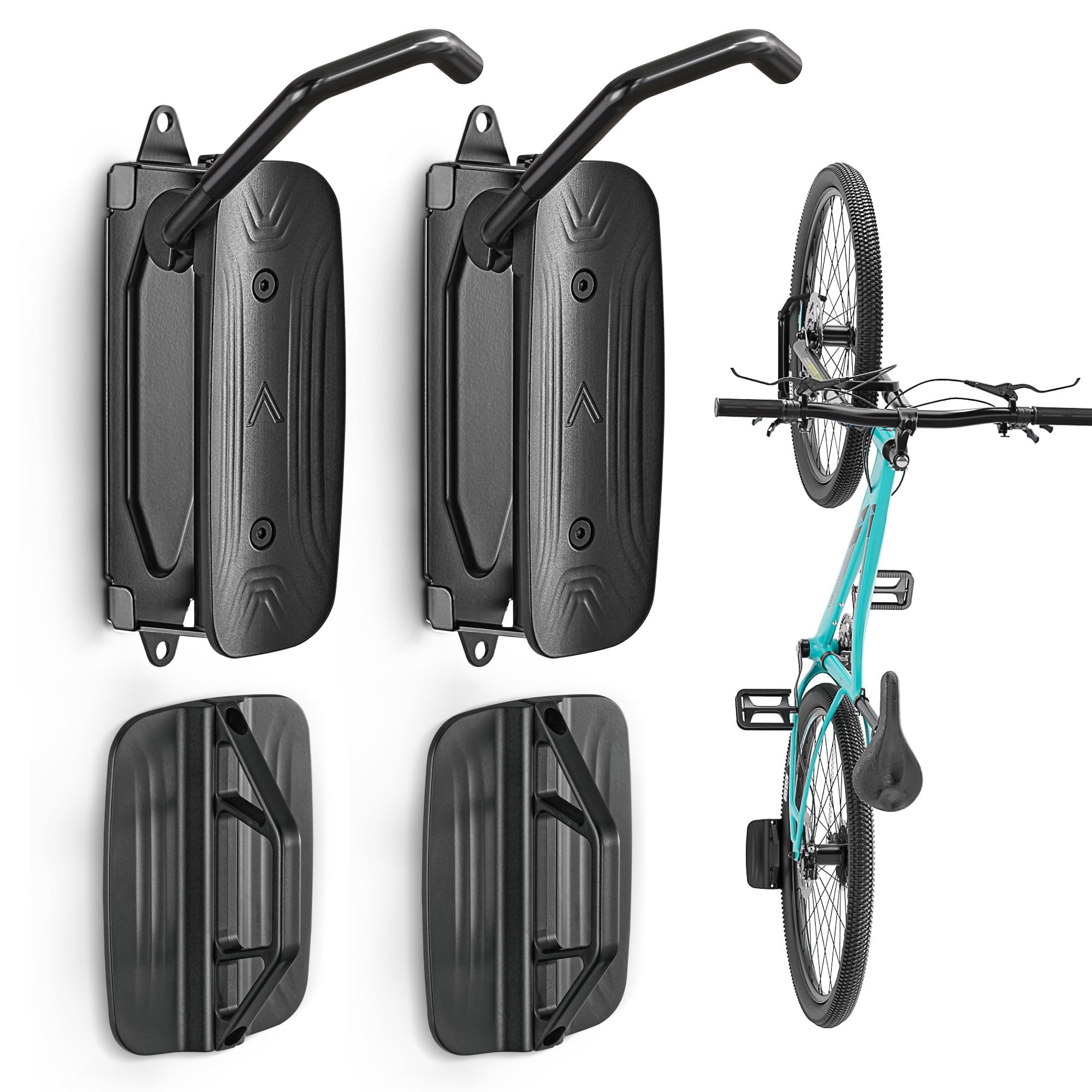 monTEK Swivel Bike Wall Mount, Bike Hangers for Garage, Space-Saving Vertical Bike Rack, Sturdy Bike Storage Rack Holds Up to 66lbs, Easy to Install, 2 Pack