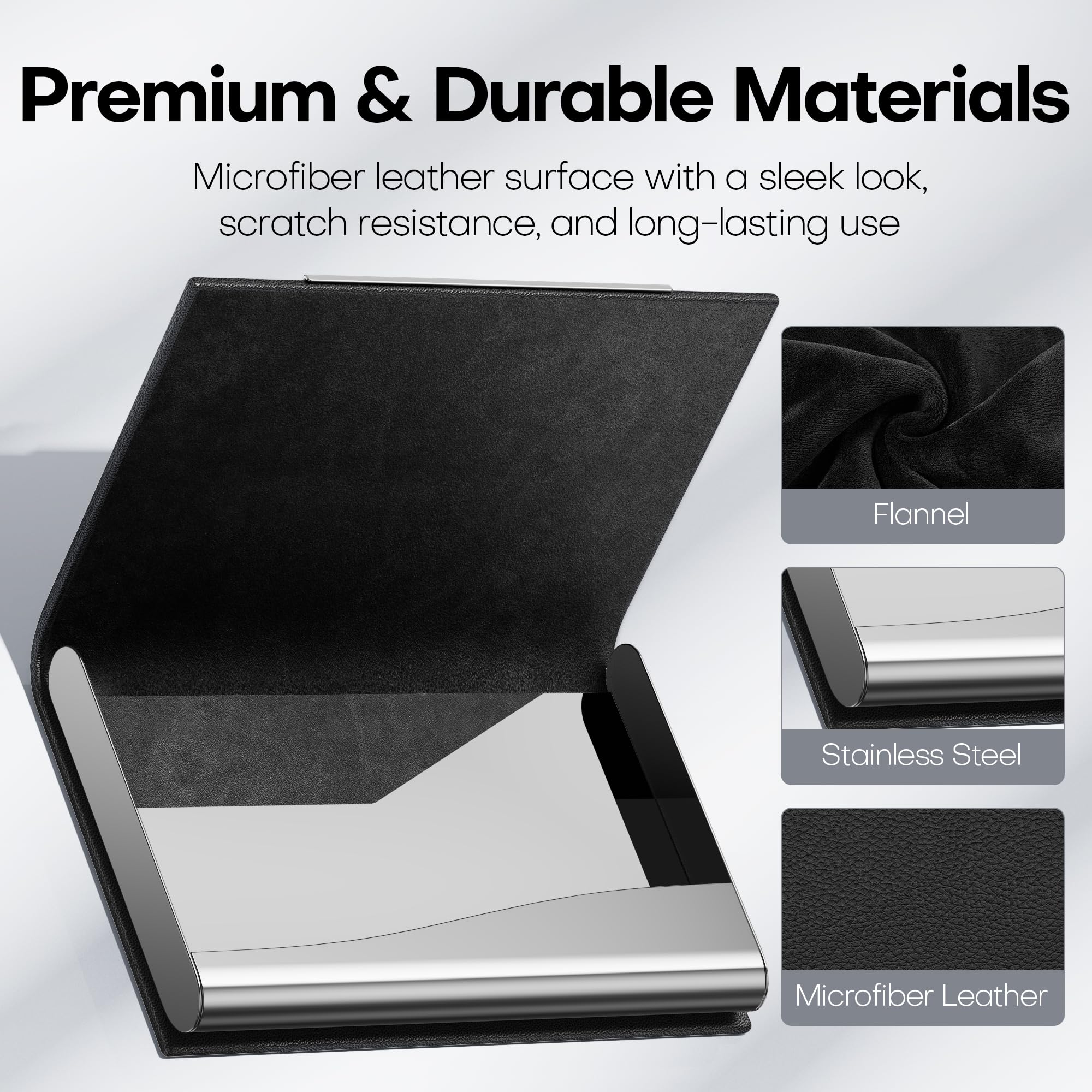 Padike Business Card Holder/ Case Professional PU Leather & Stainless Steel Multi Wallet Credit Card ID Case/Holder for Men & Women. (Black)