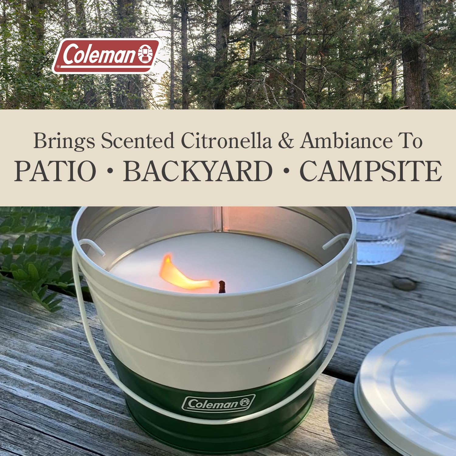 Coleman Citronella Candle 18oz – 30+ Hour Burn Time, Outdoor Candle with Single Wick & Recyclable Tin for Camping, Patio, & Backyard