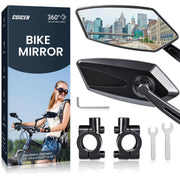 Bike Mirror Handlebar Mount 360° Adjustable 2pcs, Bike Accessories Bicycle Mirrors for Handlebars with Scratch Resistant Glass, E Bike Rear View Mirror for Scooter, Motorcycle