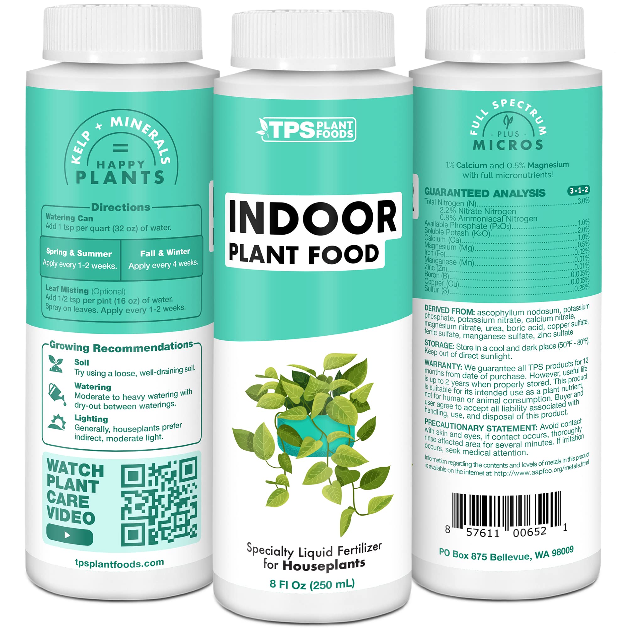 Indoor Plant Food for Houseplants, Liquid Fertilizer 8 oz (250mL)