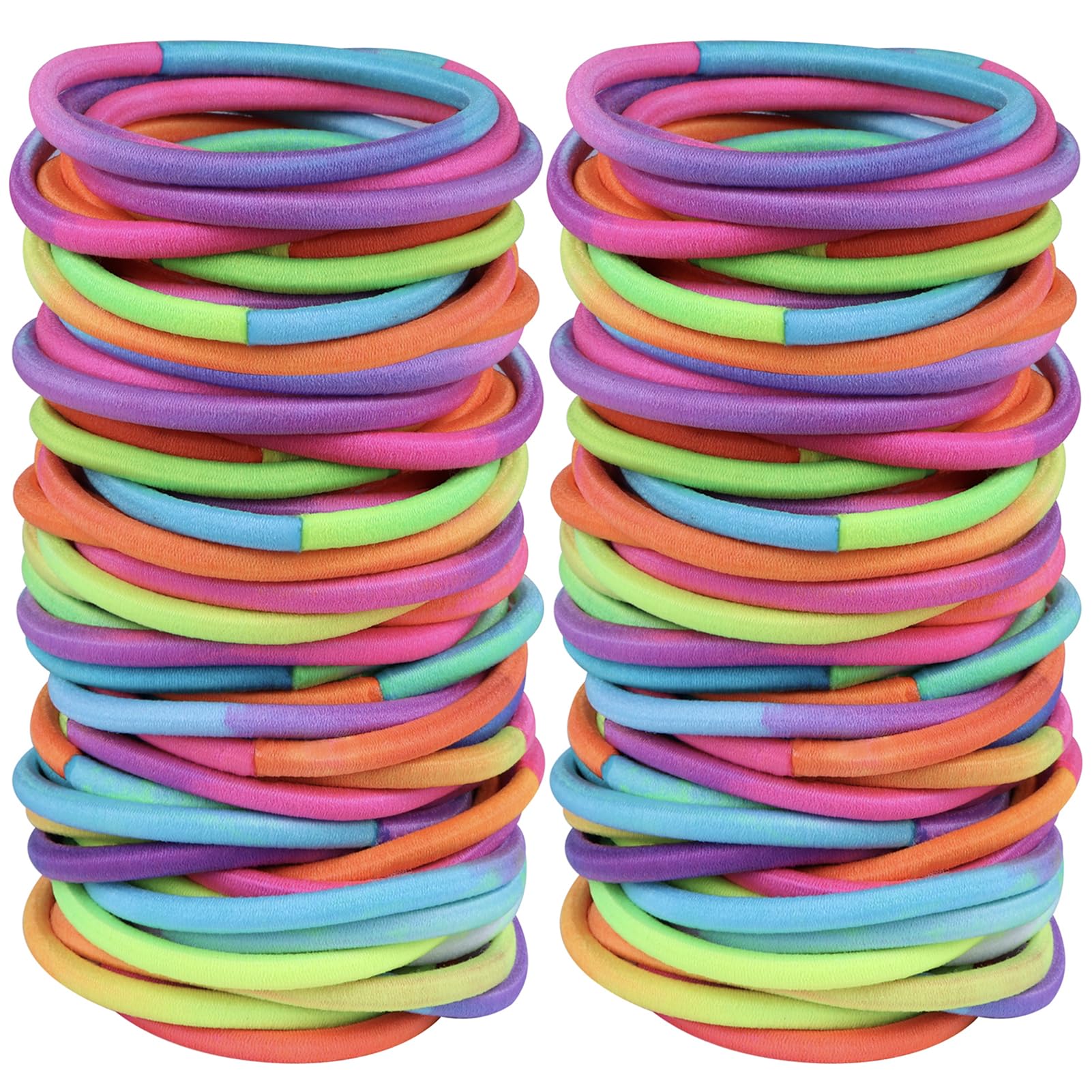 120 Pcs No Damage Elastics Hair Ties, Assorted Hair Bands Perfect for Medium to Thick Hair, Multicolor Pony tails Holders for Men, Women, Girls and Boys (4mm)