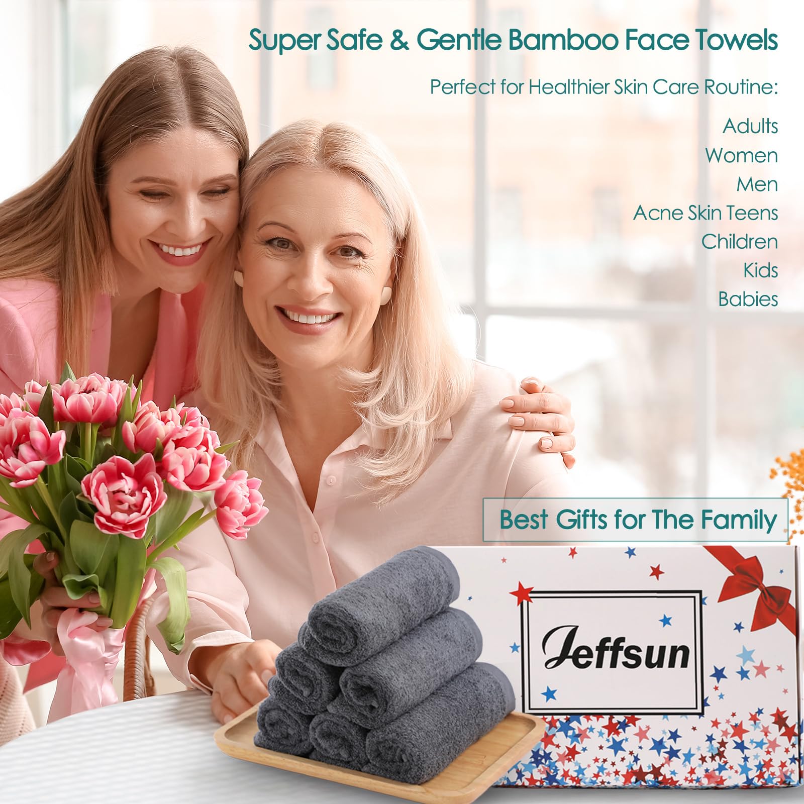 Wash Cloths 6 Pack, Super Soft and Skin Friendly Face Towel for Sensitive Skin, Reusable Washable Makeup Remover Cloth, 10x10 inch Small Face Washcloth, Easy to Rinse Dark Grey Facial Cleaning Cloths