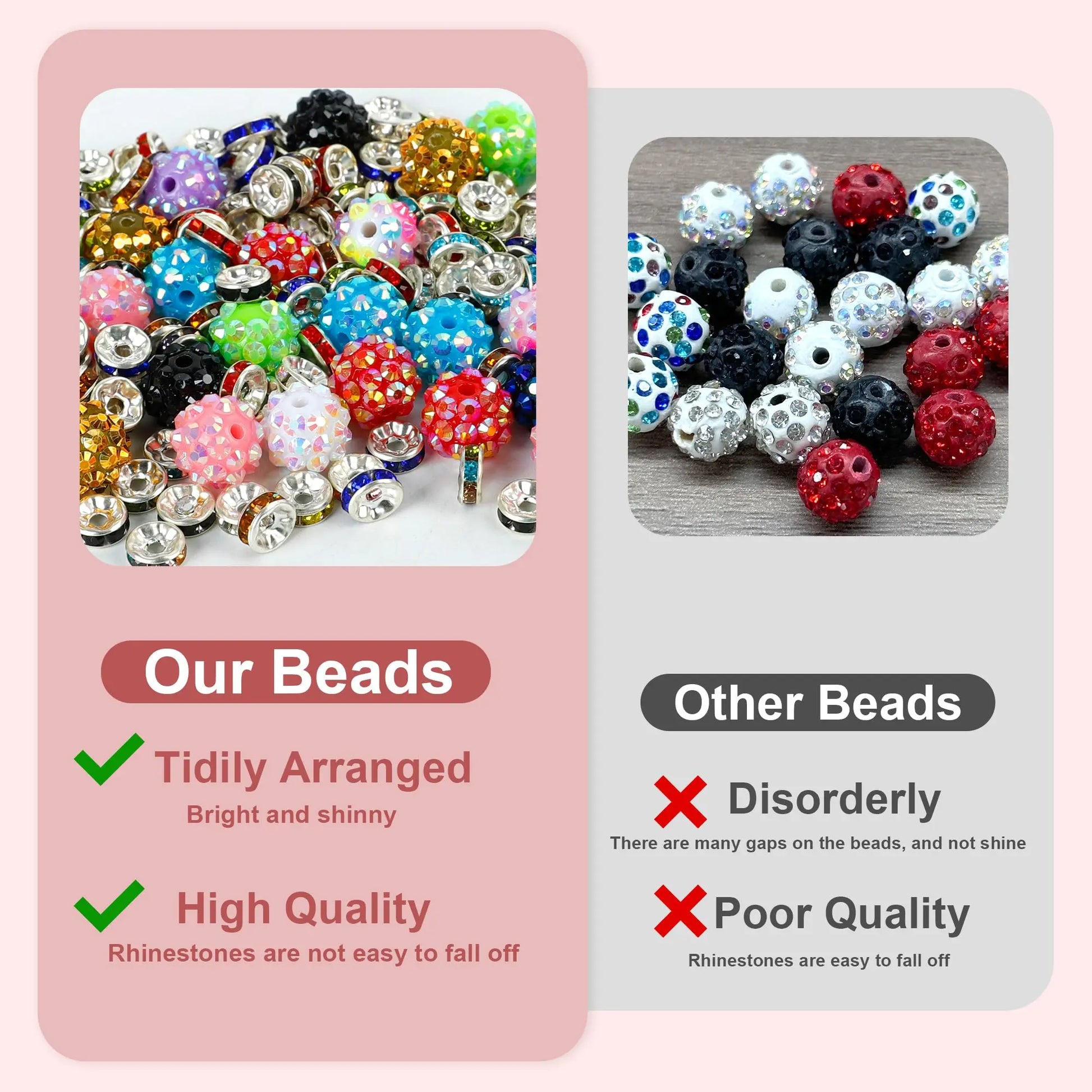 250 Pcs Beads for Pens, Focal Beads for Beadable Pens, Rhinestone Bead, Spacer Bead for Bracelets