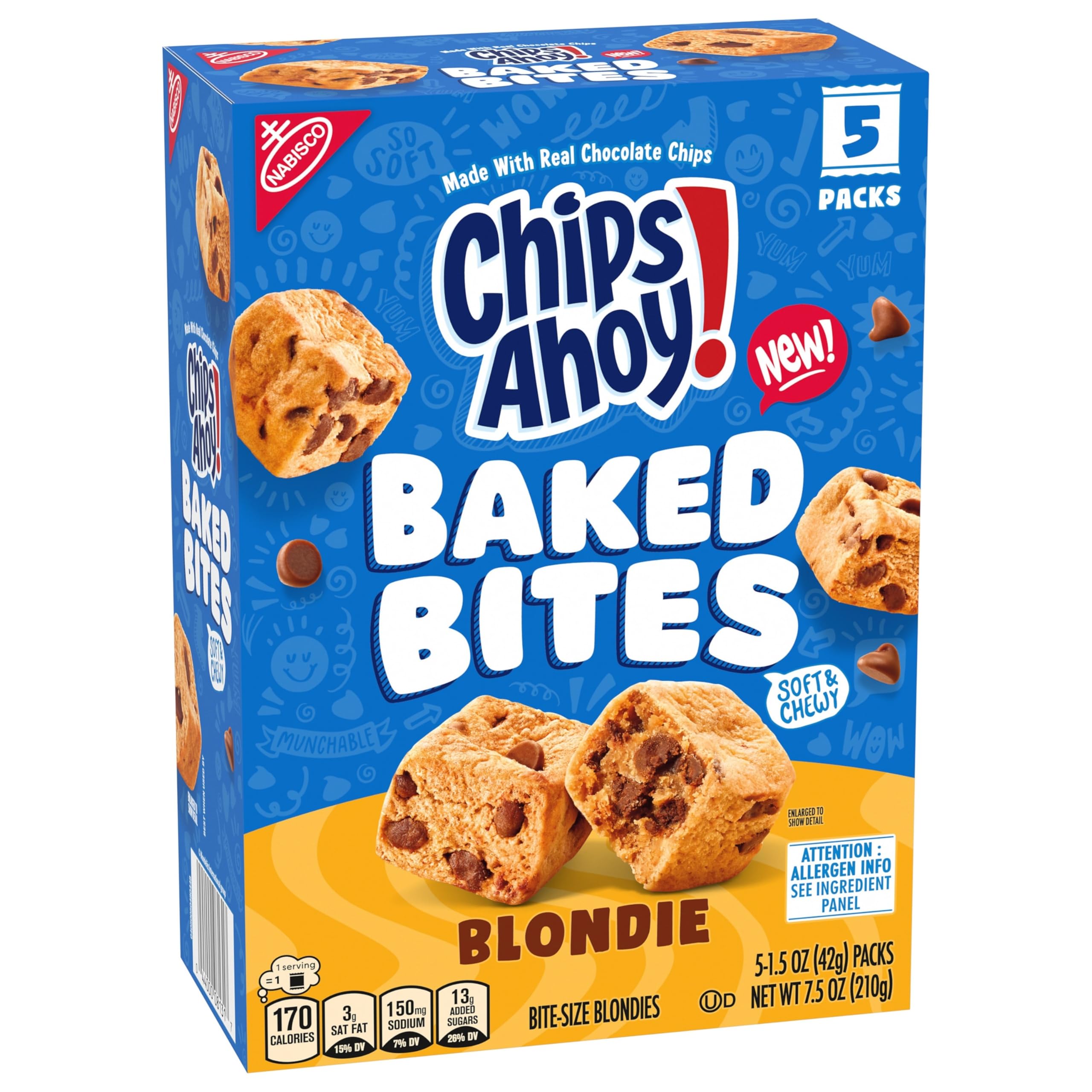 CHIPS AHOY! Baked Bites, Blondie, 5-1.5 oz Snack Packs (5 Bites per Pack)