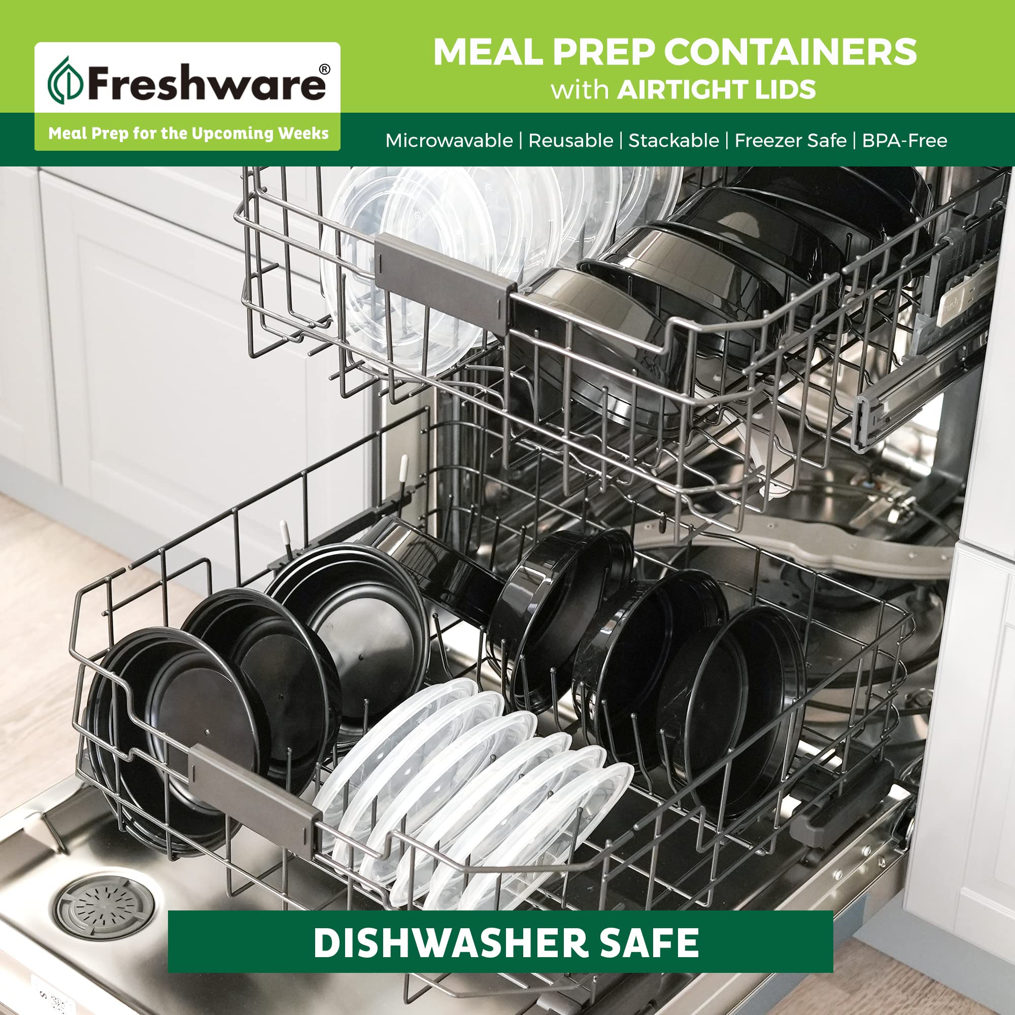 Freshware Meal Prep Bowl Containers [30 Pack] Plastic Bowls with Lids for Soup and Salad, Food Storage Bento Box, BPA Free, Stackable, Lunch Boxes, Microwave/Dishwasher/Freezer Safe (28 oz)