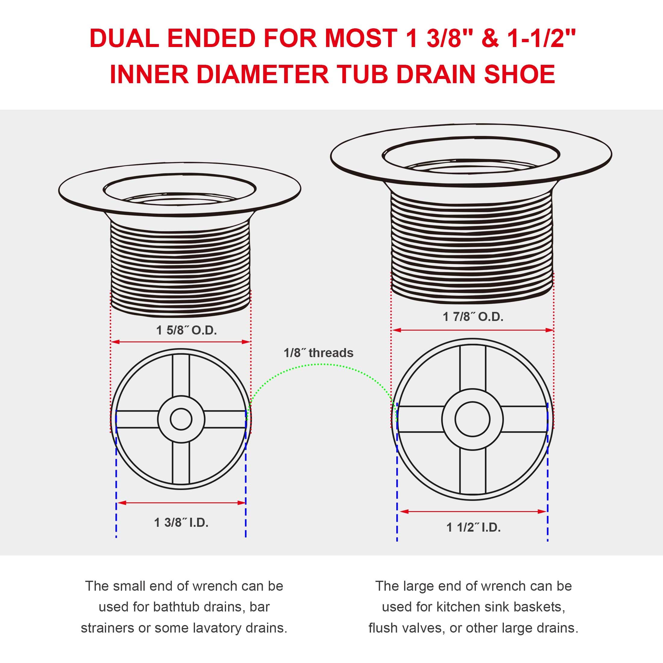 HAUTMEC Tub Drain Remover Wrench Tool Heavy Duty Aluminum Shower Bathtub Drain Removal Tool PL0030