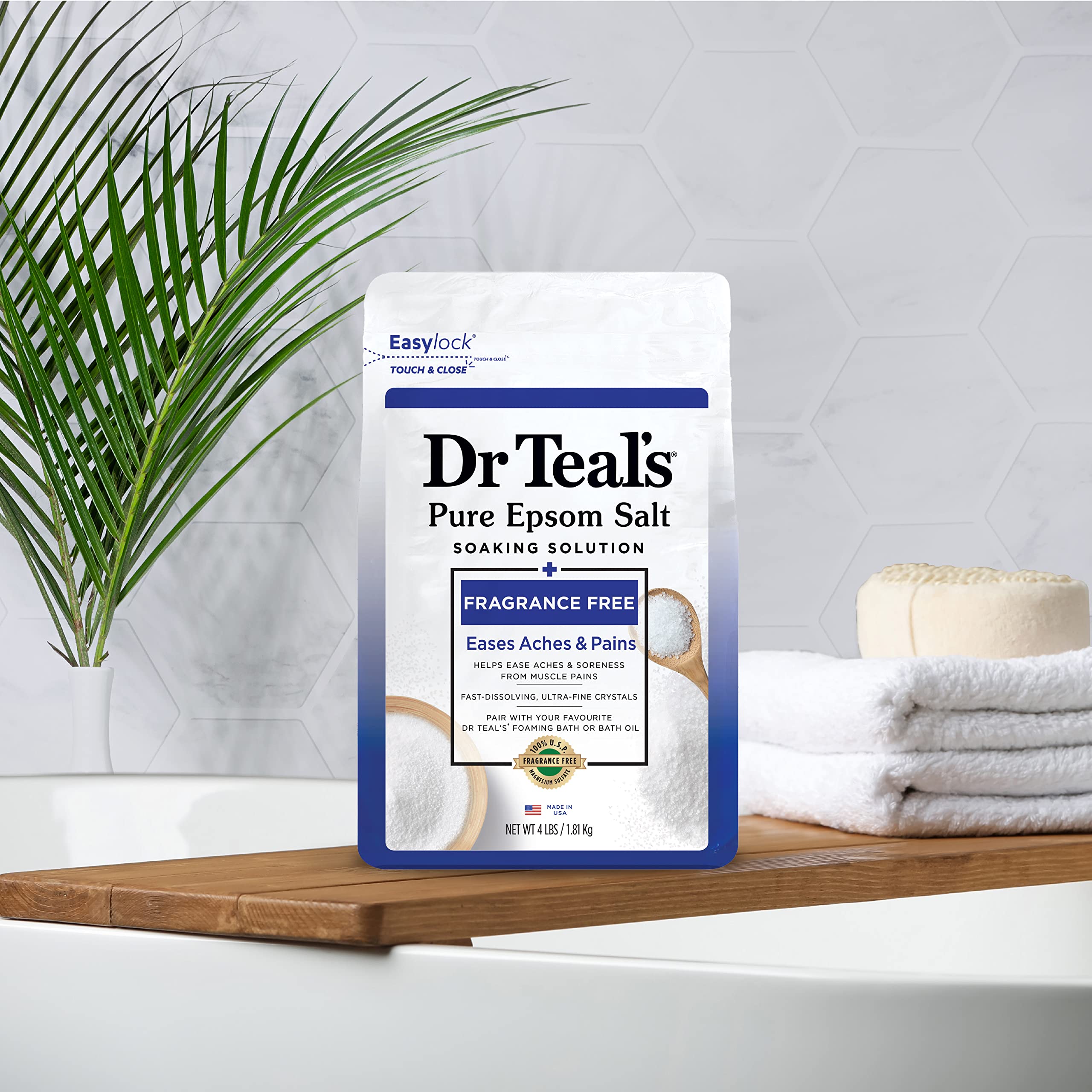 Dr Teal's Epsom Salt Magnesium Soak, Fragrance Free, 4 lbs