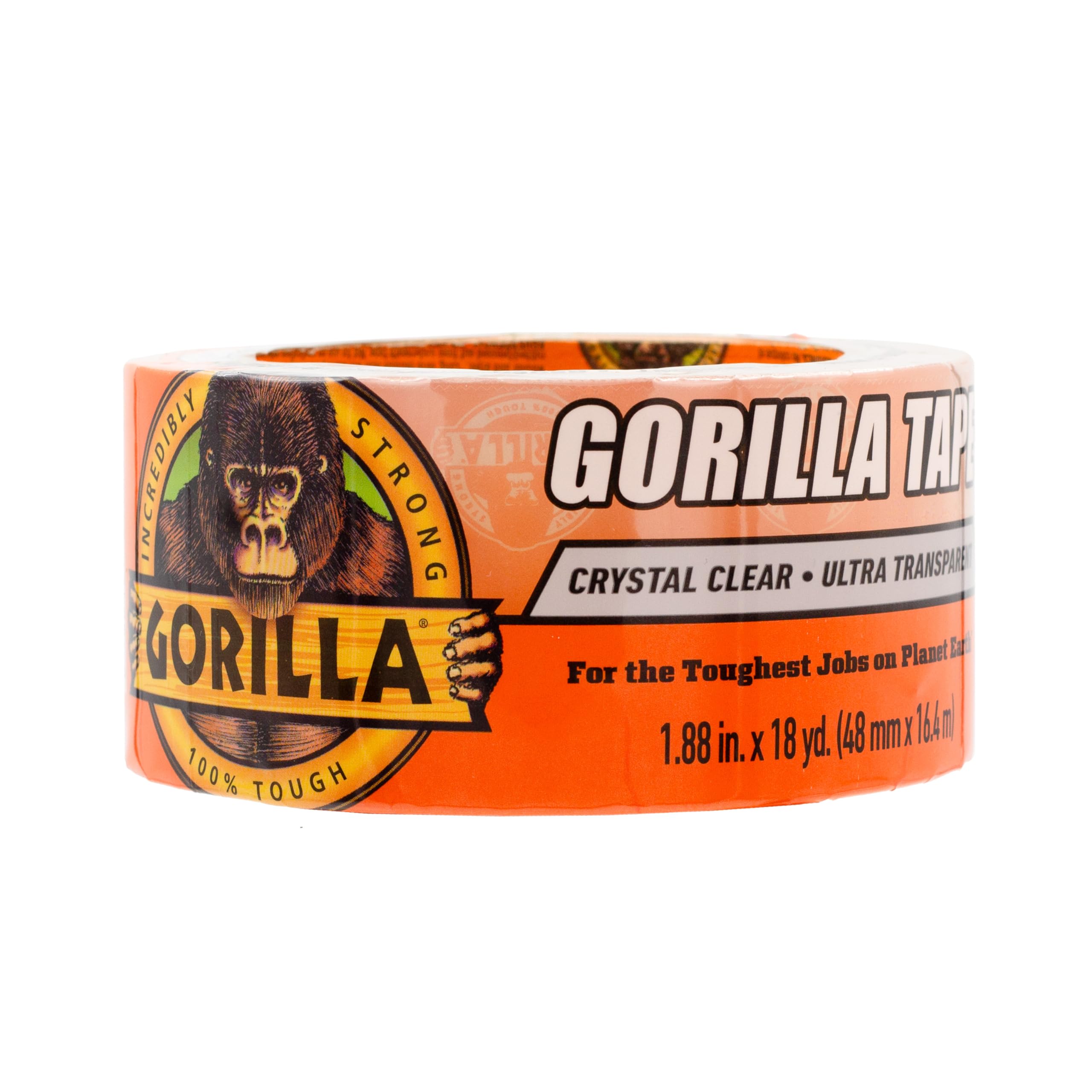 Gorilla Crystal Clear Tape, 1.88" x 18 yd (Pack of 1) - Weather Resistant for Indoor or Outdoor Projects and Repairs
