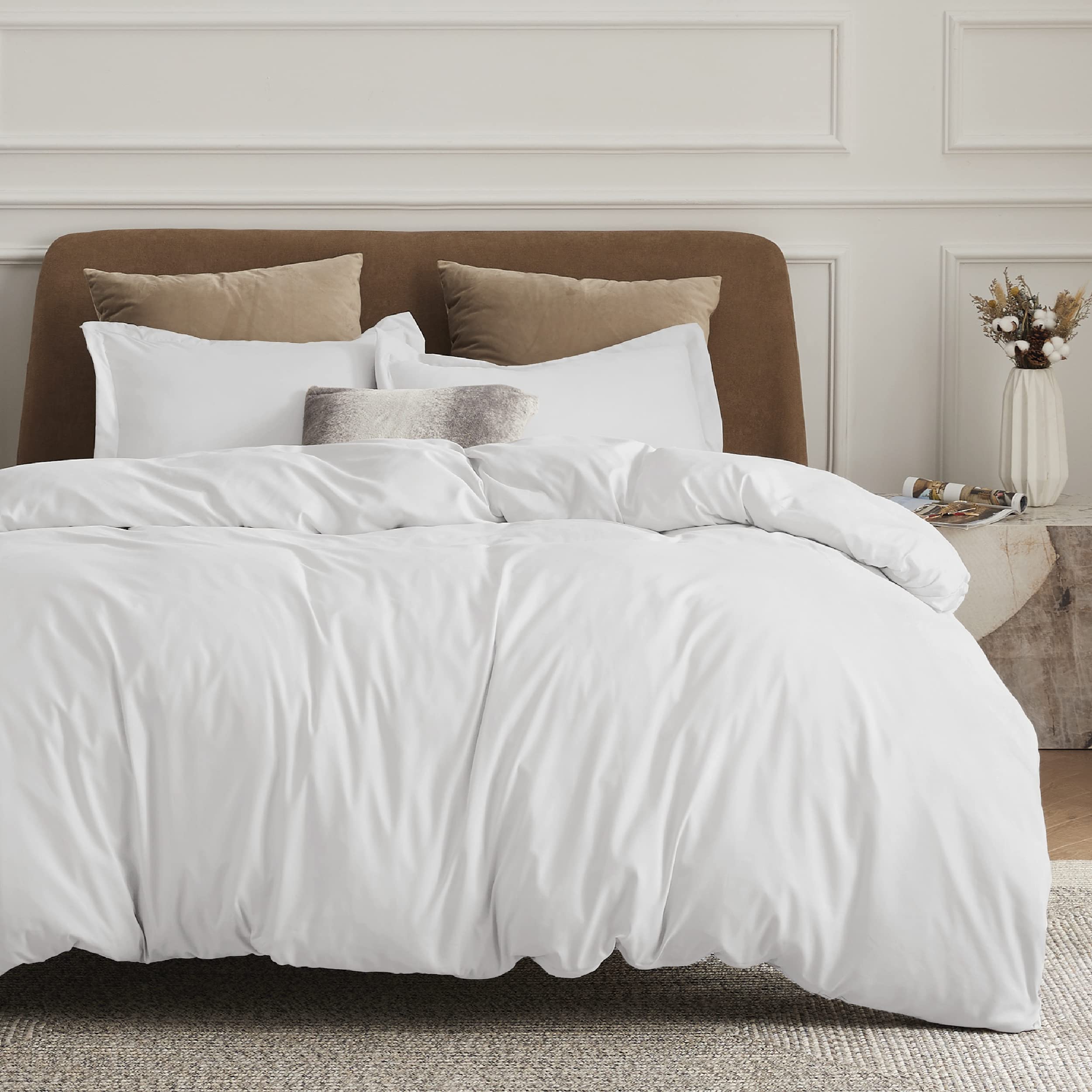 Bedsure White Duvet Cover Queen Size - Soft Double Brushed Bedding Set for Kids & Adults, Zipper Closure, 3 Pieces, Includes 1 Duvet Cover (90"x90") & 2 Pillow Shams, NO Comforter
