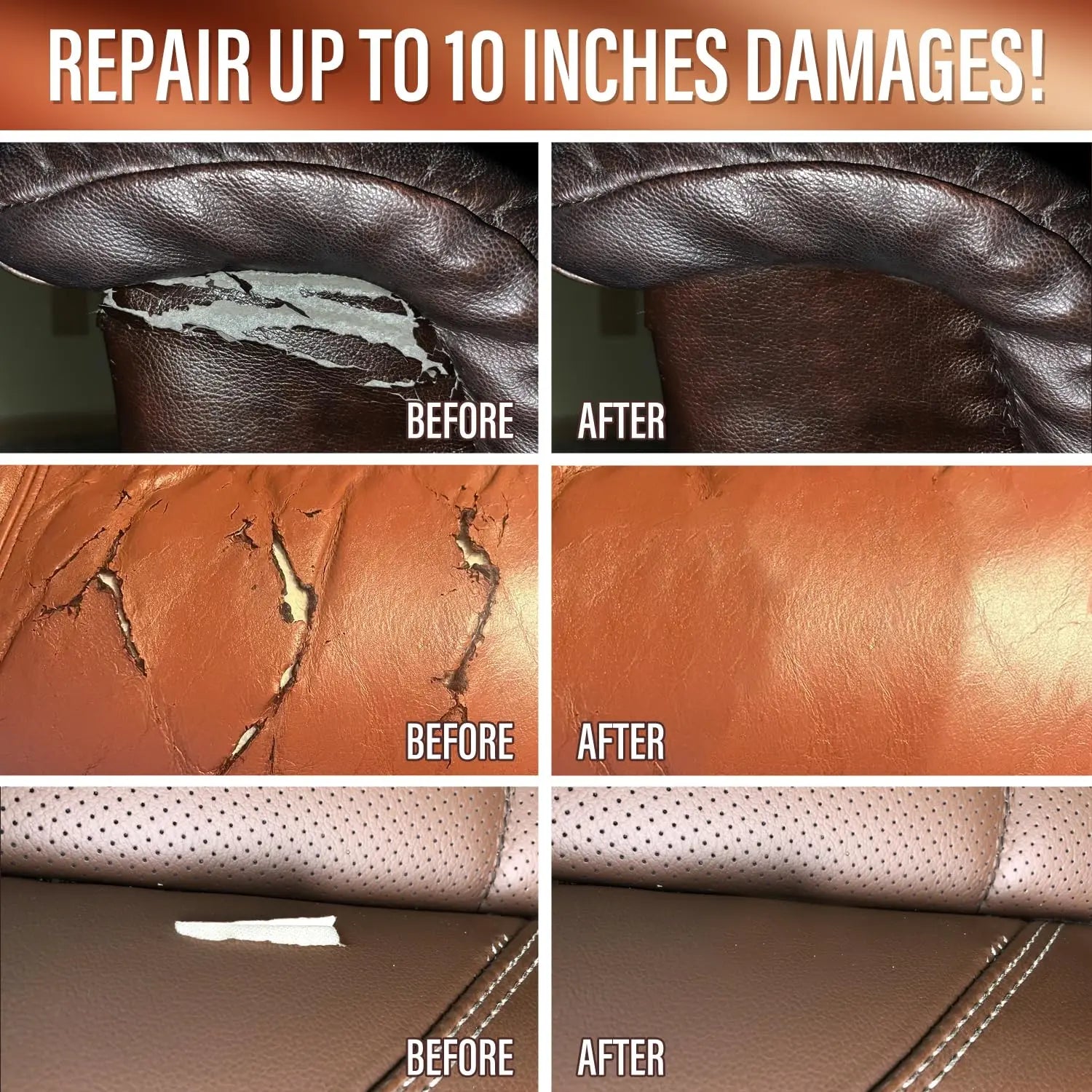 ARCSSAI ARCSSAL Brown Leather Repair Kit for Furniture, Leather Couch Repair Kit for Sofa, Jacket, Car Seats and Purse with Super Easy Instructions, Restores Any Material, Bonded, Pleather, Genuine