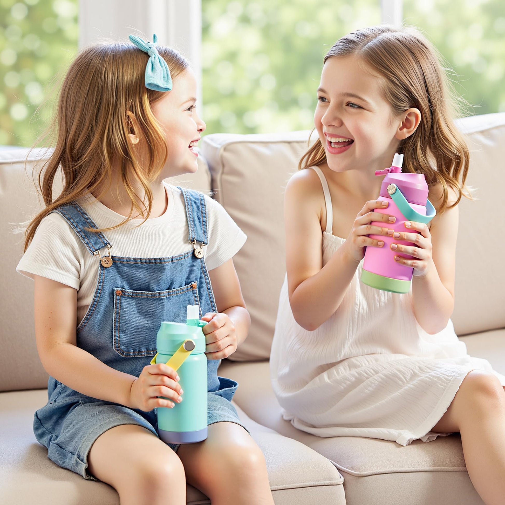 Kerilyn 12oz Kids Water Bottle, Stainless Steel Insulated Water Bottle For Kids, Toddler Cup With Straws Leak-proof, Kids Water Bottles For School Boys Girls, BPA Free, Blue