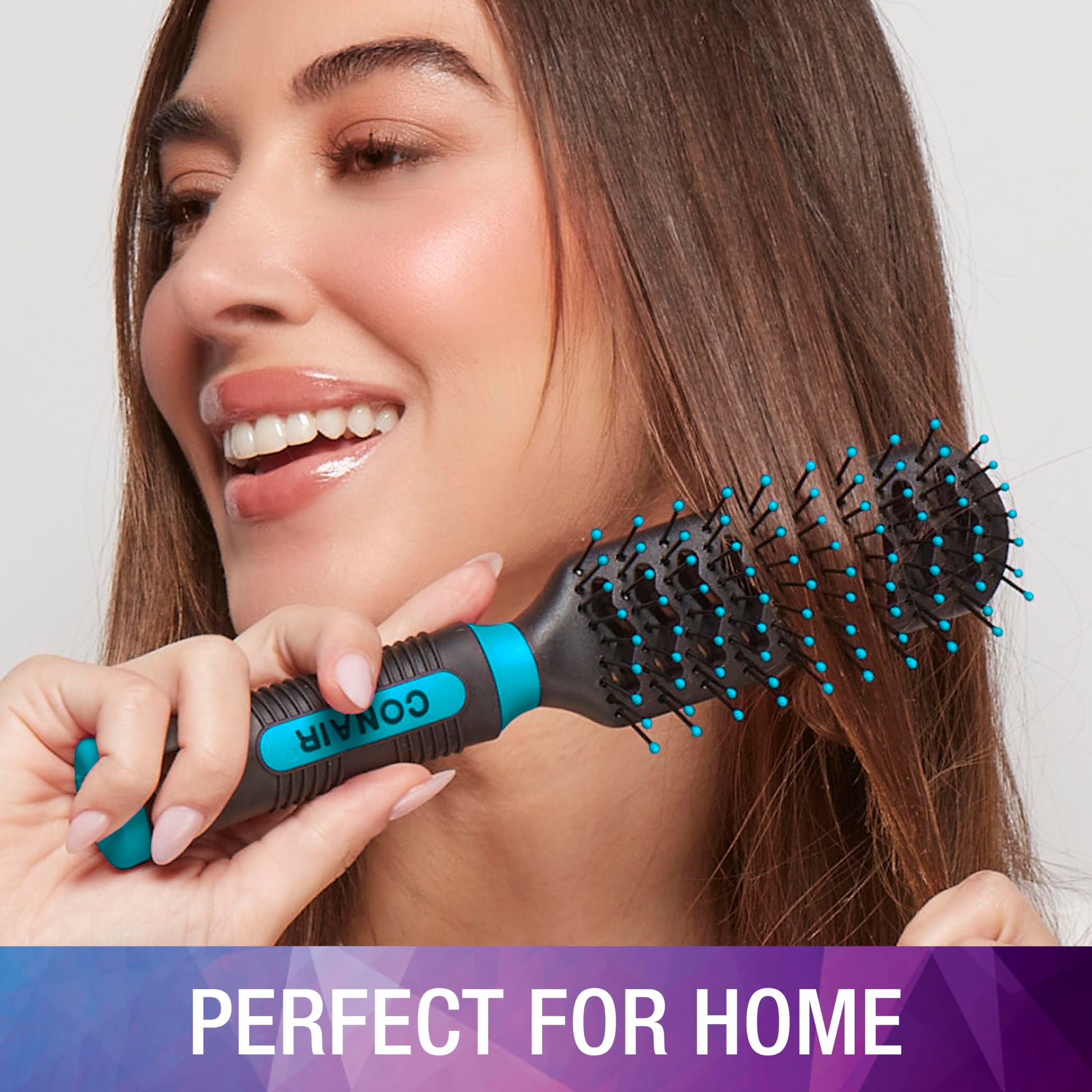 Conair Grip & Lift Vent Hairbrush 2PK, Full-Size and Mid-Size Brush Set, Nylon Bristle Hairbrushes for Blowout Styling, Value Pack