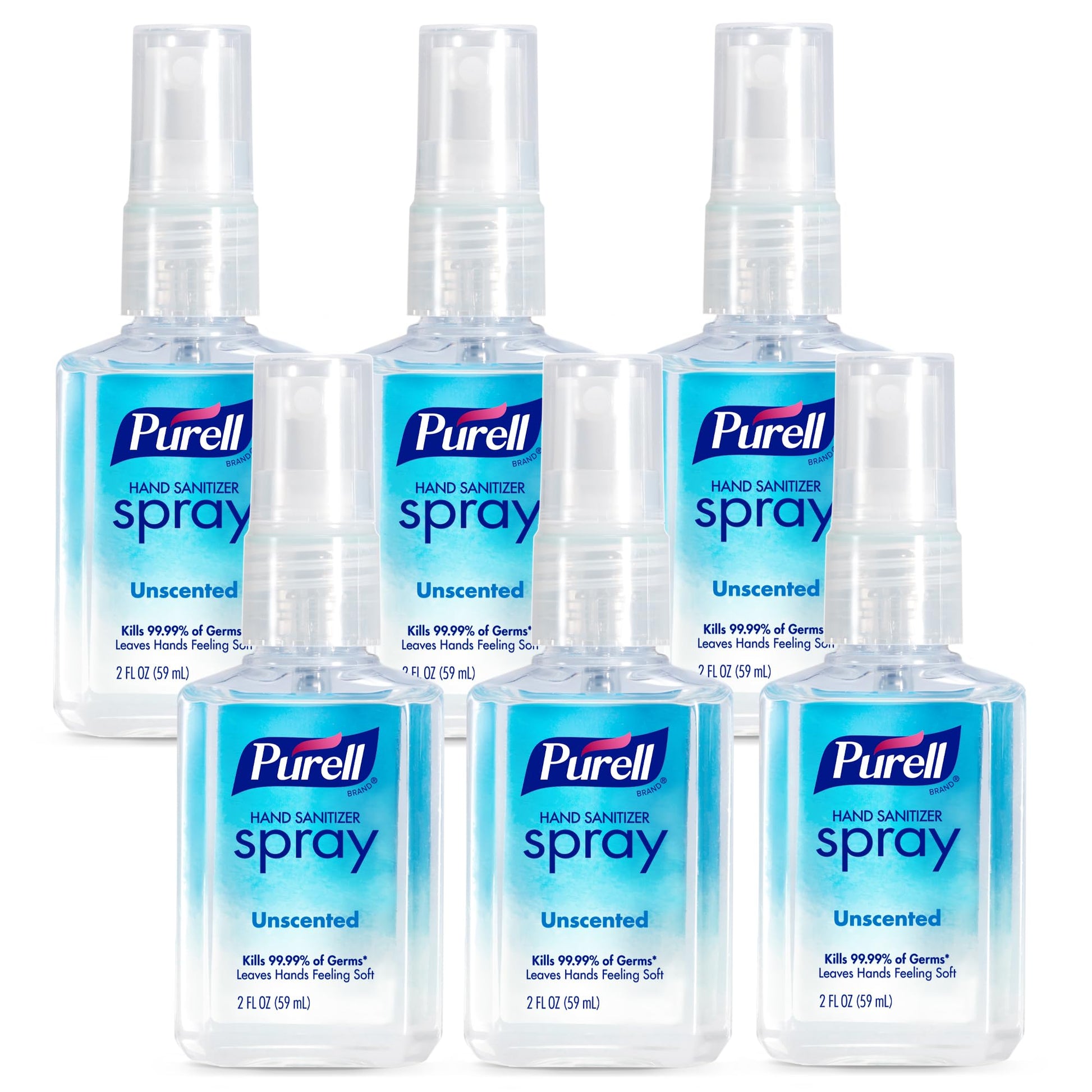 PURELL Advanced Hand Sanitizer Spray, Unscented, 2 fl oz Travel-Size Spray Bottle (Pack of 6) Ã¢ÂÂ 2023-04-EC
