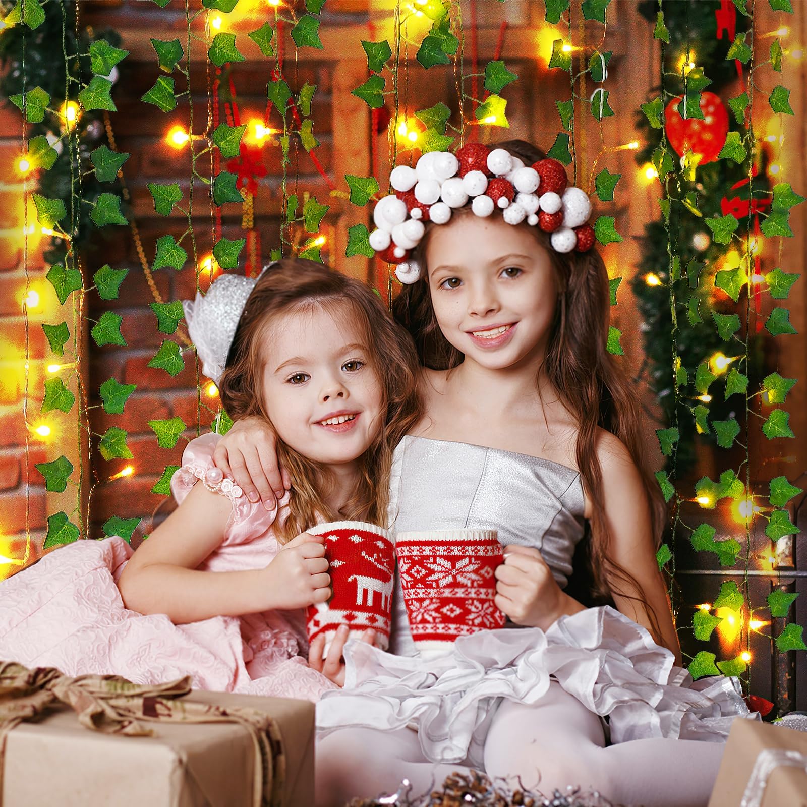 Freyalife Fake Vines for Room Decor(12 Pack 84 FT),with CE Certified 80 LED String Lights,Artificial Plant Ivy for Aesthetic Home Bedroom Wall Wedding Party Office Patio Indoor, Outdoor Garden Décor