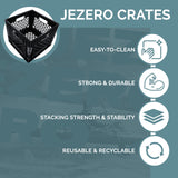 JEZERO Milk Crate for Household Storage: The Ultimate Storage Tote for Groceries, Garages, Kayaking & Outdoor, Stackable Storage | Black, Square, Single, 13" x 13" x 11”