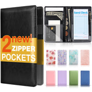 Forvencer Server Book, 2 Zipper Pocket, Server Books for Waitress, Waitress Book for Servers, Fits Waitress Apron, Guest Book, Waitress Accessories, Serving Book,Receipt Holder, Black